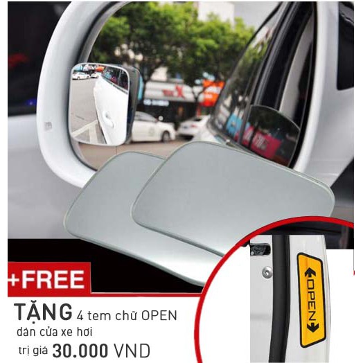 Set of 02 rectangular mirrors with 04 OPEN words warning car stickers ...