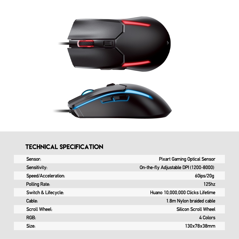 Fantech VX8 Venom II Wired Macro Gaming Mouse 125hz with RGB Lighting ...