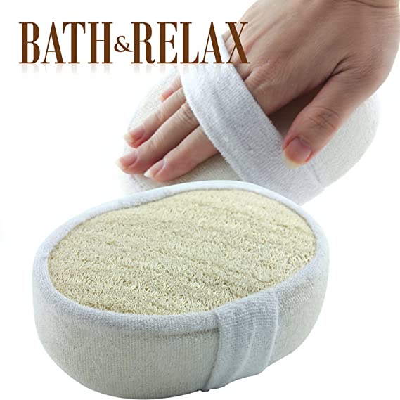 Loofah Body Scrub With Foam Inside and Back Handle ( random color )1PC