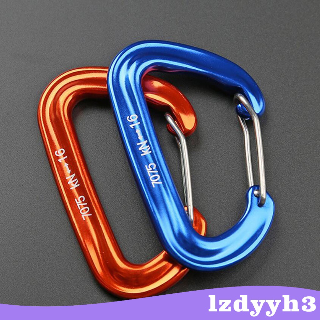 2 Pcs 16KN Mini Aluminum Alloy Carabiner D- Key Chain Clip Hooks ...