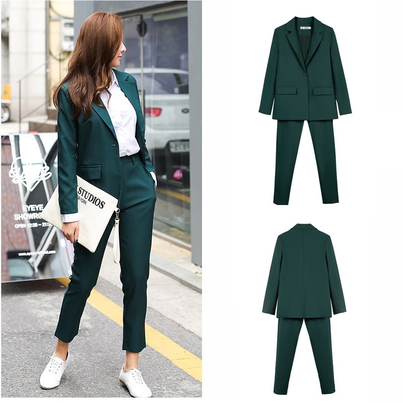 Women Set Blazer Pants Suits Suit Coat 2 Pieces