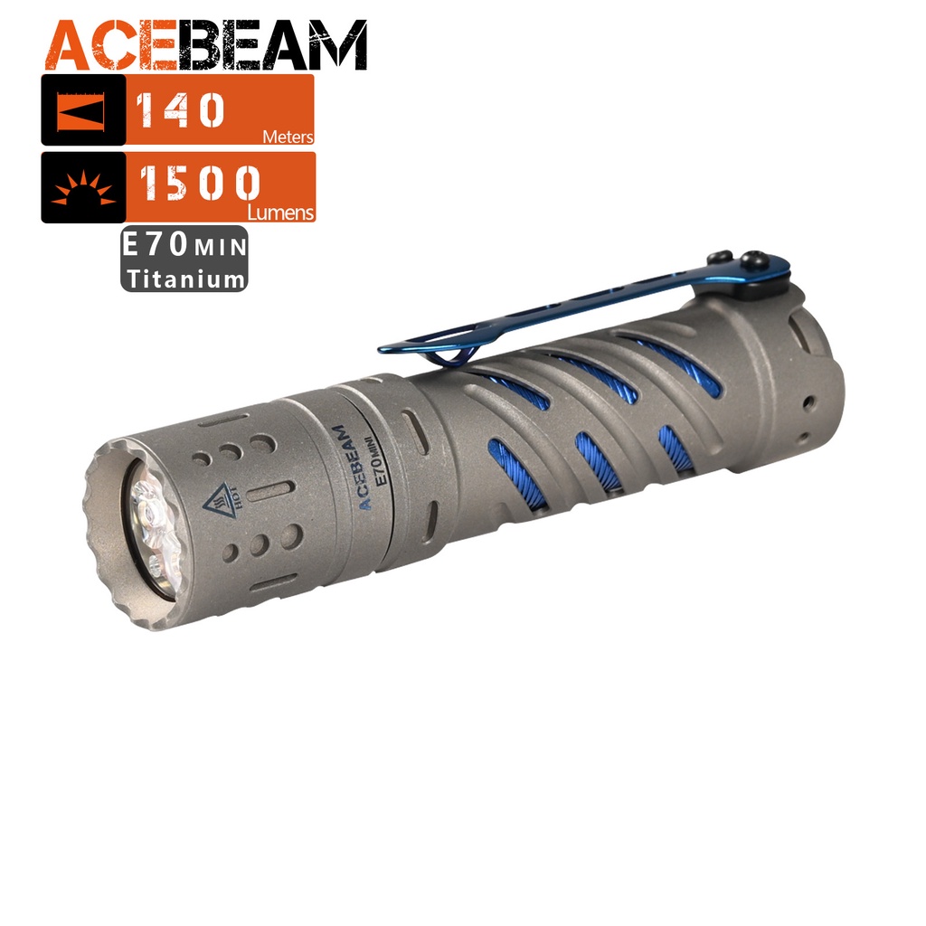 ACEBEAM E70 Mini Rechargeable EDC Flashlight 1,500 High Lumens, 3 X ...