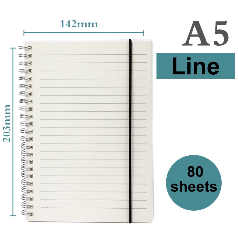 80Sheets Transparent binder Notebook Spring Styled Notebook A6/A5/B5 PP ...