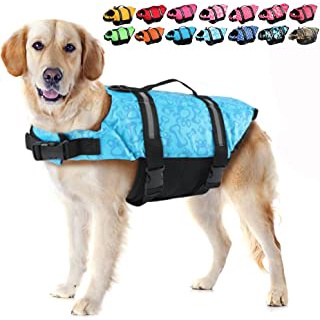 Dog Life Jacket Pet Life Preserver Saving Vest with Reflective Strips ...
