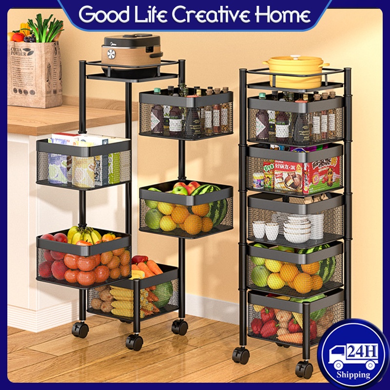 Steel Kitchen Rotating Rack Vegetable Spice Shelf Storage
