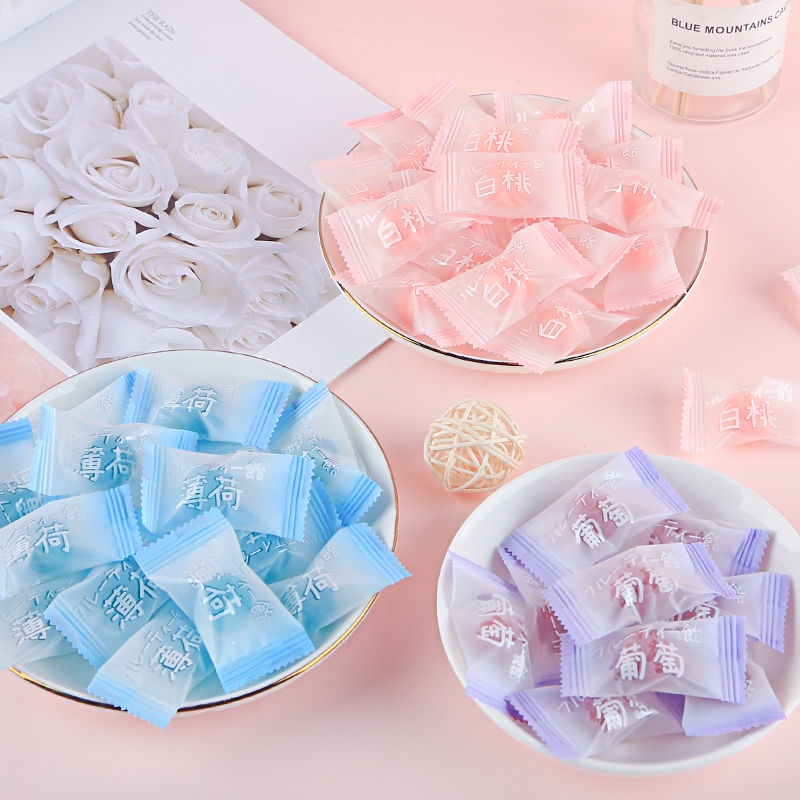 Amingge Goodlooking White Peach Fruit Juice Hard Candy Celebrity Snack Wedding Candies