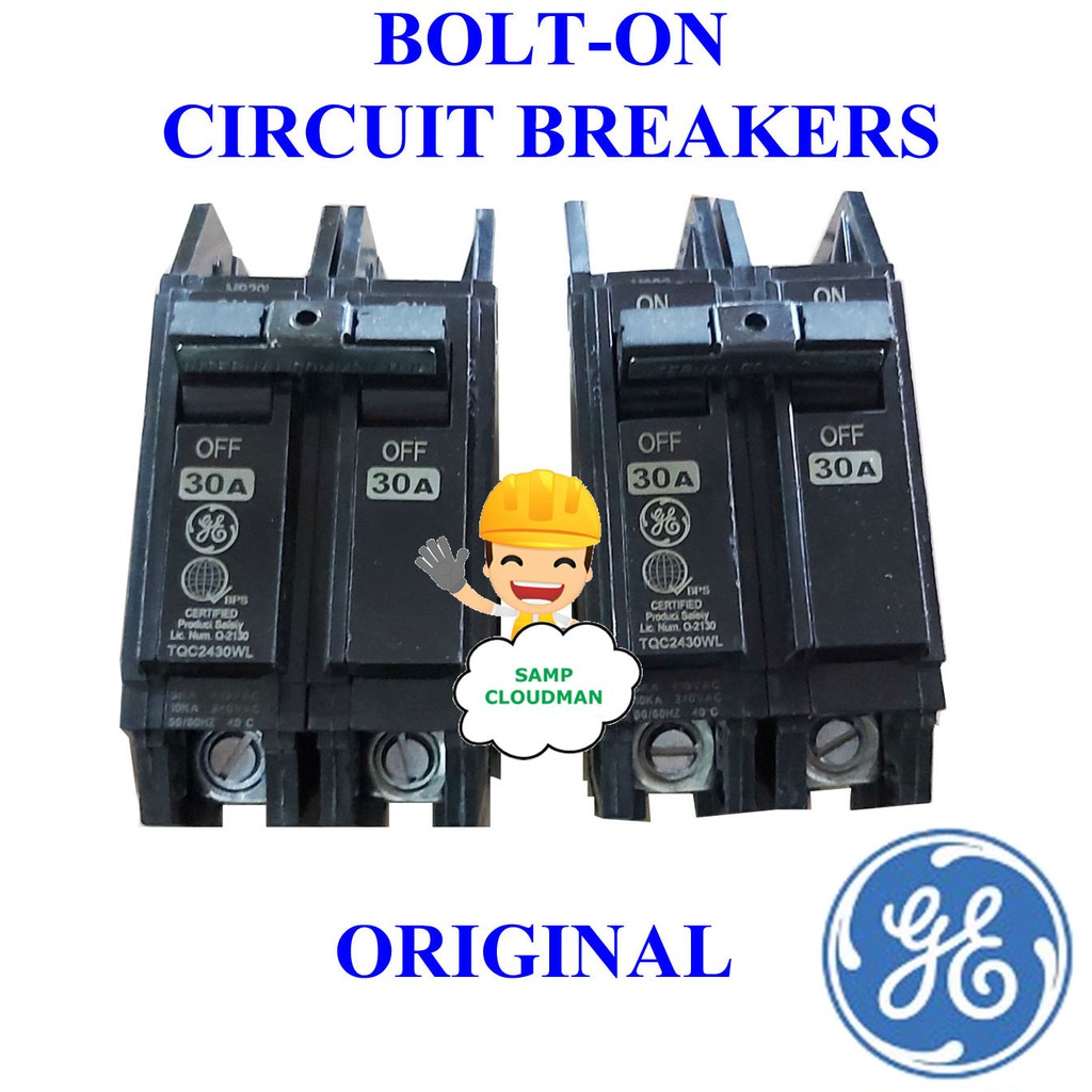 Original GE BoltOn 2 Pole Circuit Breaker 20A 30A 40A 60A 100A Ampere