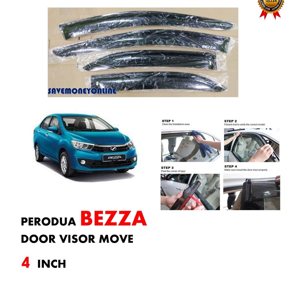 PERODUA BEZZA DOOR VISOR MOVE 4 INCH | Shopee Philippines