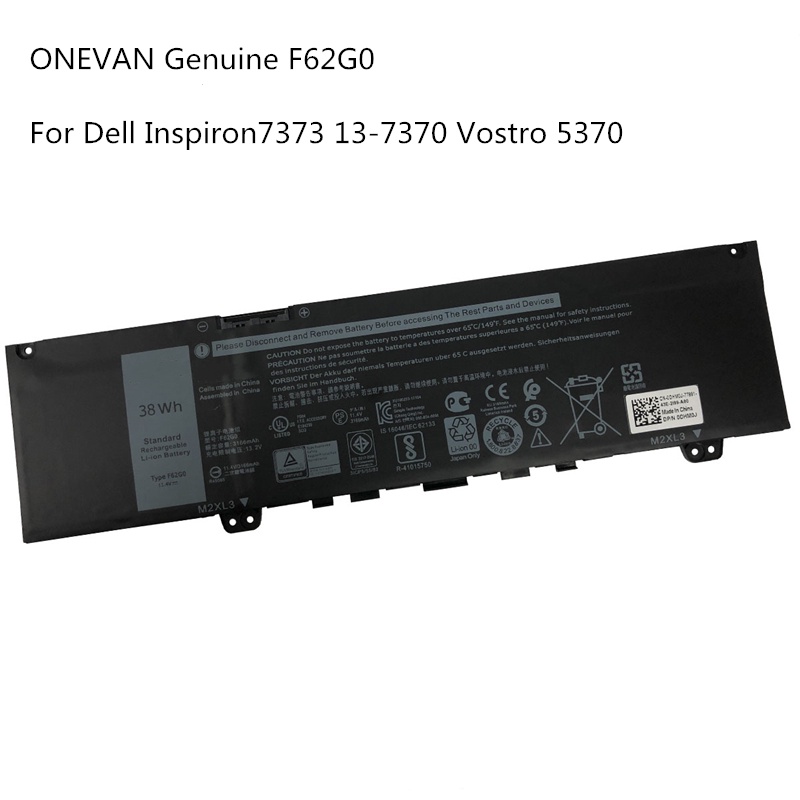 Onevan 11 4v 38wh F62g0 Original Laptop Battery For Dell Inspiron 13 5370 7370 7373 7380 7386