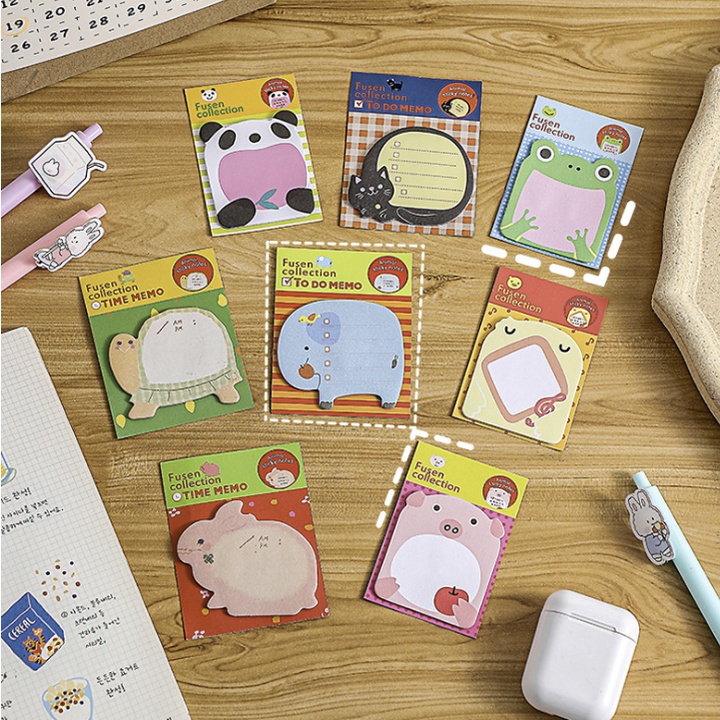 Reusable Ins Style Cute Cartoon Memo Sticky Note Happy Animal Sticker ...