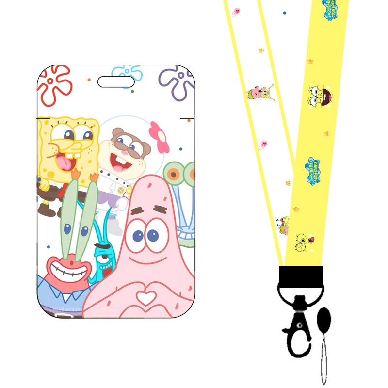 Cartoon SpongeBob student stereo ID holder card sleeve with lanyard ID card  protection sleeve | Shopee Philippines