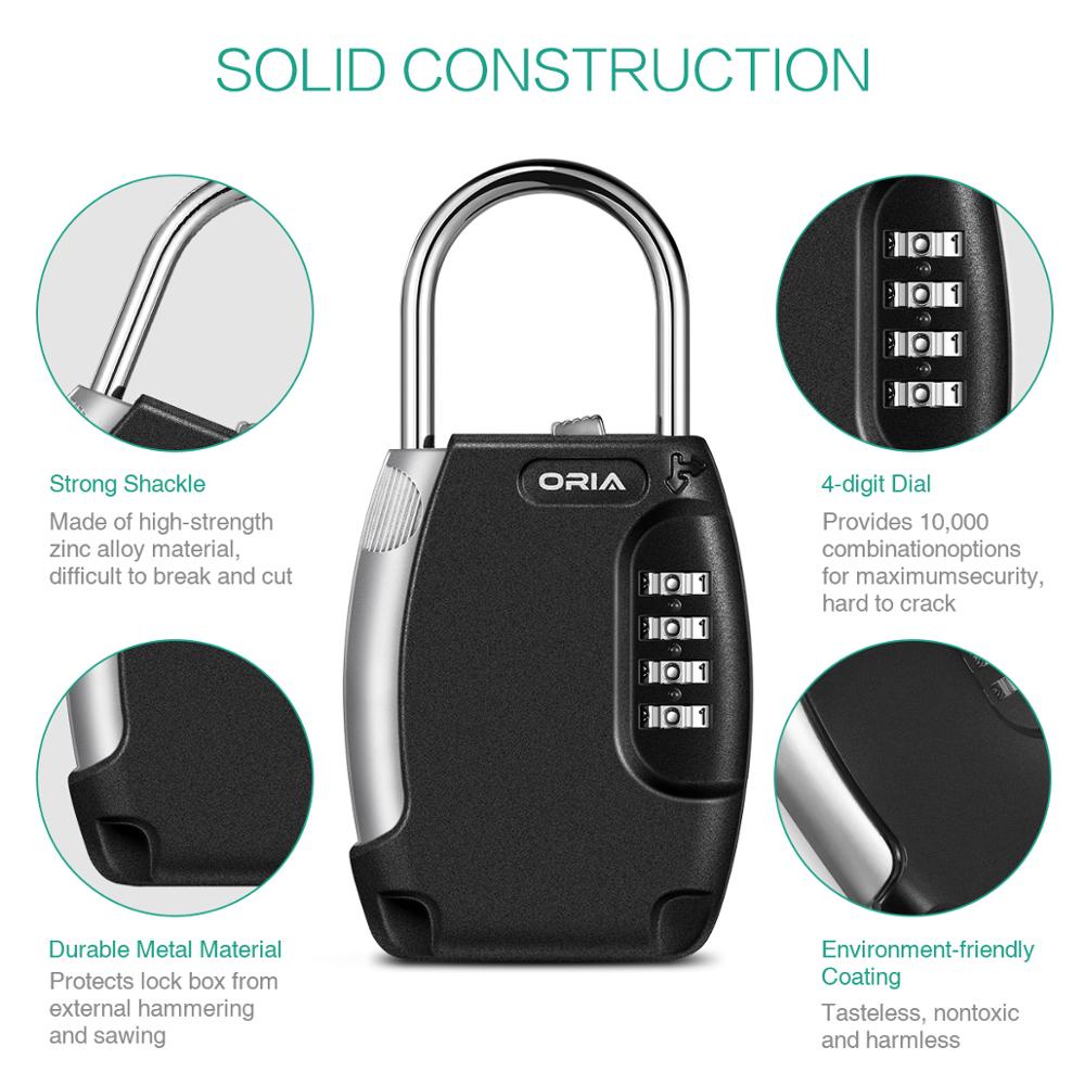 Oria Key Storage Lock Box Padlock Key Storage Safety Box Lock Wall