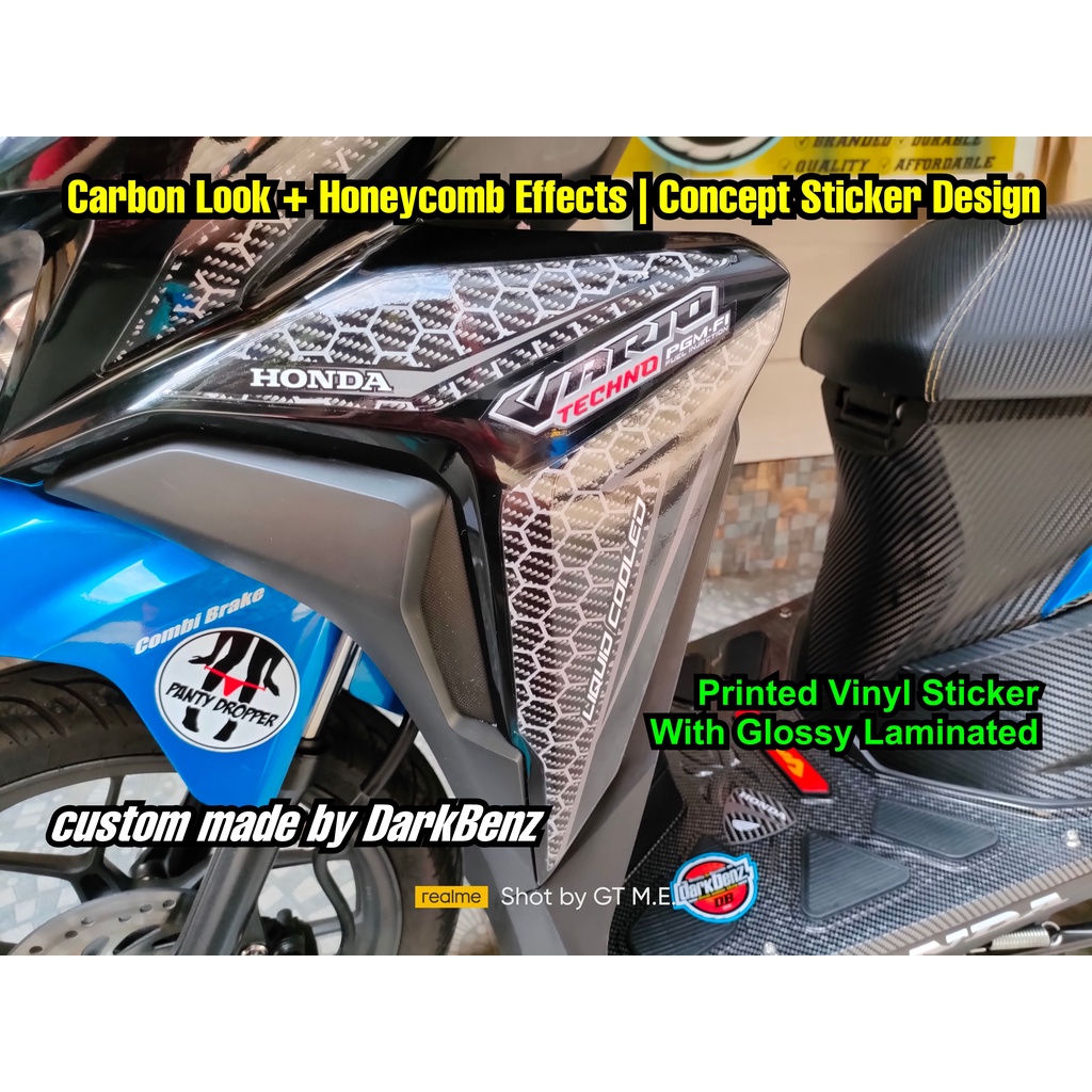 Honda Click Version Honeycomb Concept Design For Leg Shield Fairings Custom Made By Darkbenz