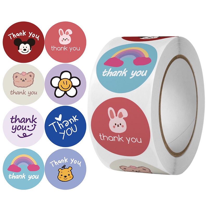 500pcs Thank You tag Children Cartoon cute fun stickers INS style ...