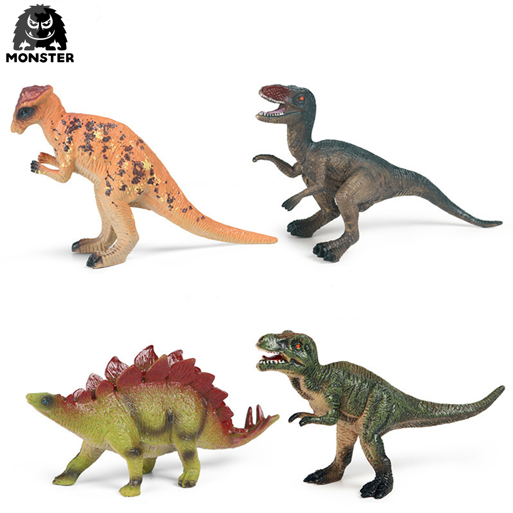 Monster 4 Pieces Juracis Animal Model Dinosaur Simulation Dilophosaurus ...