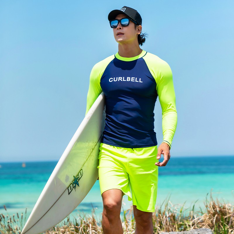 SAILBEE UV Protection Rashguard Men Long Sleeve Swimsuit Mens Swim Rash  Guard Quick Dry Surf Driving
