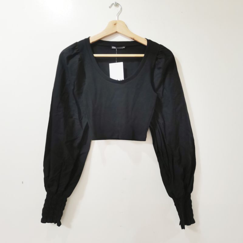 ZARA BUBBLE LONGSLEEVES CROPTOP | Original Overrun | Shopee Philippines