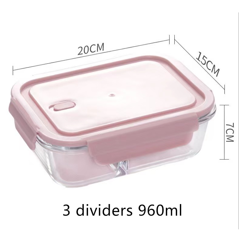 Glass Lunch Box Food Keeper Crisper Leakproof Microwavable Safe Baunan ...