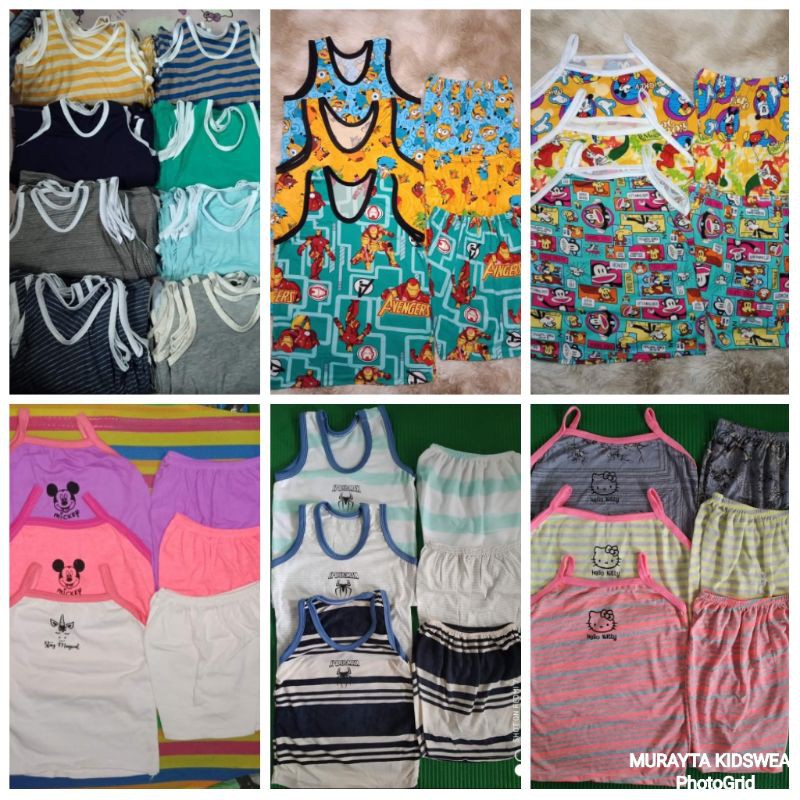 12pairs Assorted print Sando terno stripes boy and girl | Shopee ...