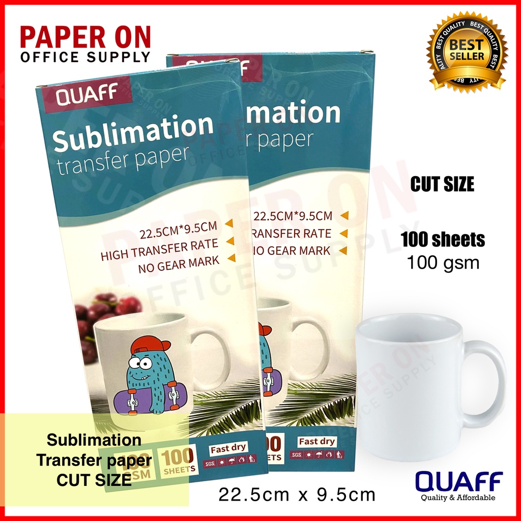 QUAFF Sublimation Transfer Paper for MUG (22.5cm x 9.5cm) 100 sheets ...