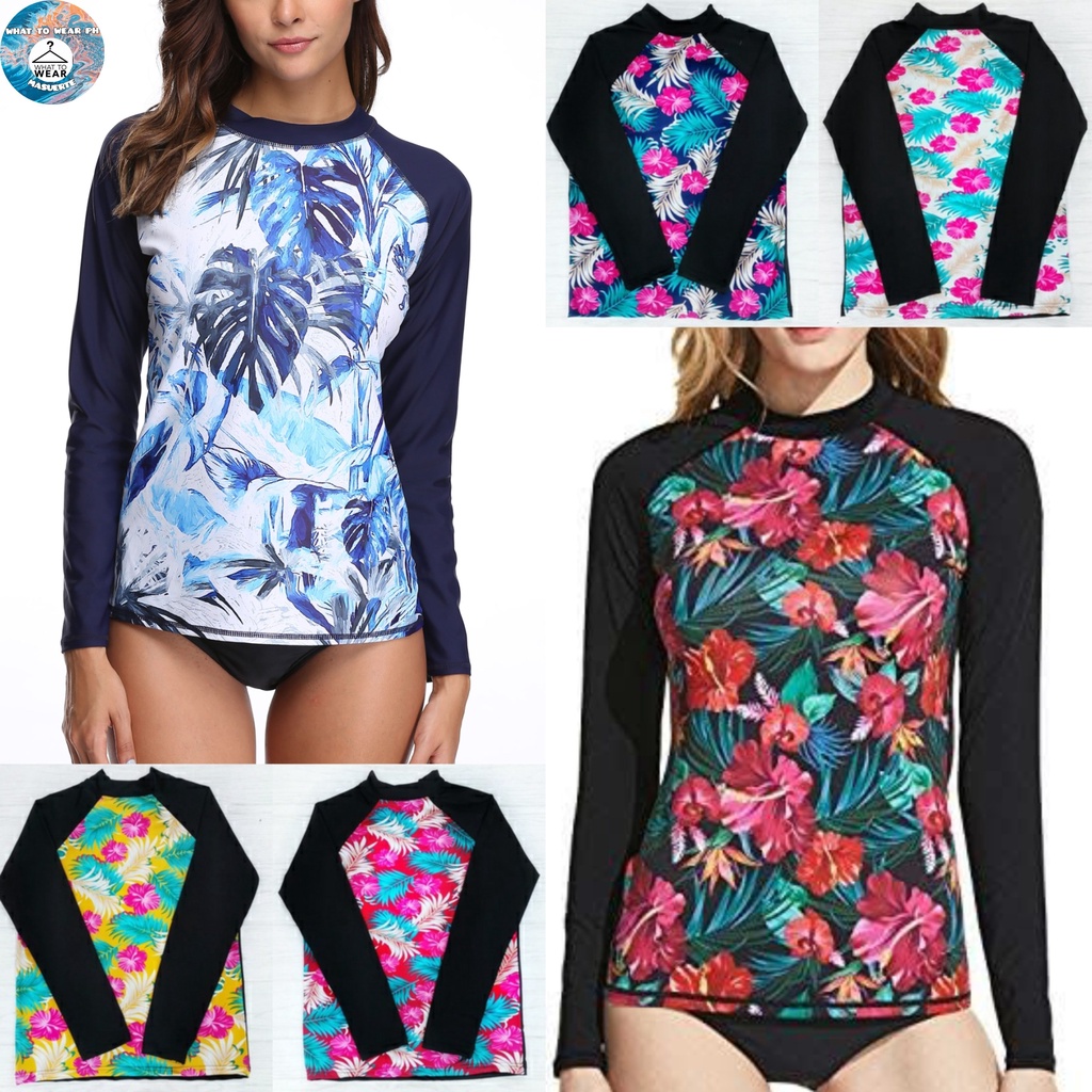 FLORAL/HAWAIIAN RASH GUARD for WOMEN - SWIMWEAR - LONGSLEEVE ...