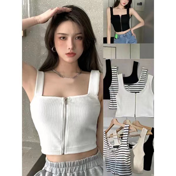 Summer Ribbed Sling Camisoles Casual Silk Vest Breathable Cotton Padded  Tank Top Women Sleeveless Chest Wrap