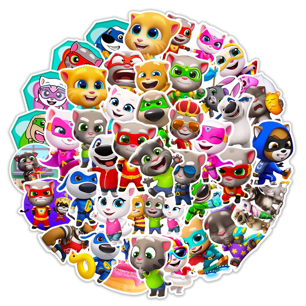 TALKING TOM AND FRIENDS 50 pcs DIY Waterproof Non Repeating Stickers ...
