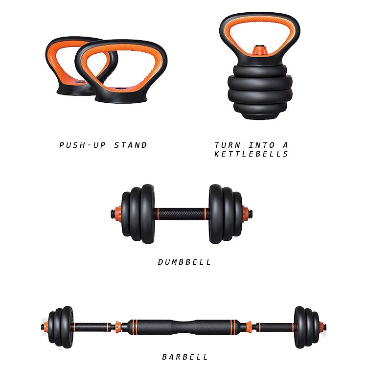 6 In 1 Set 50 Kg Dumbbell/Barbell/Kettlebell/Push Up Workout Shopee