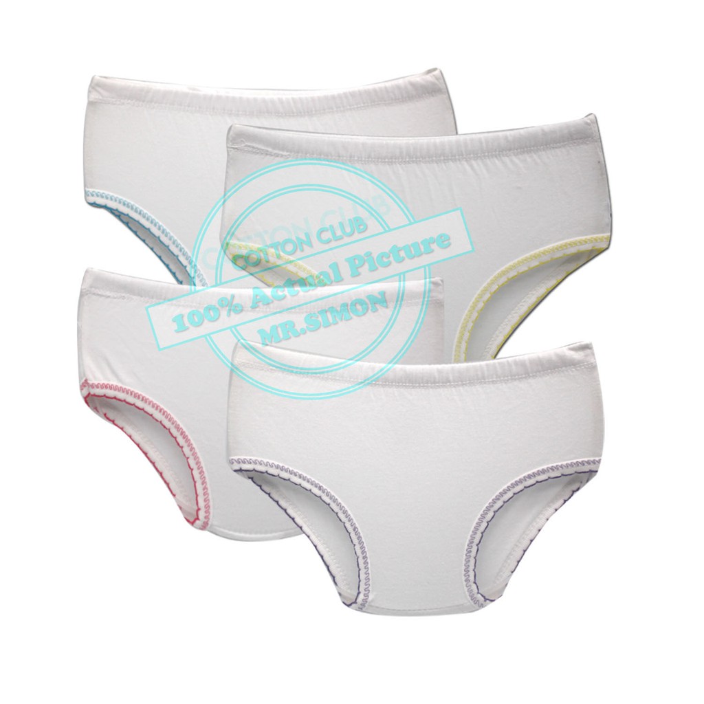 6IN1 Girls White Cotton Panty (Stitch Color Piping) Shopee Philippines