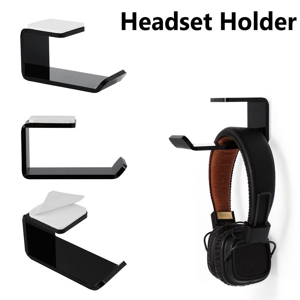 Acrylic Headset Stand Hanger Tape Hook ,Under Desk Headset Mount