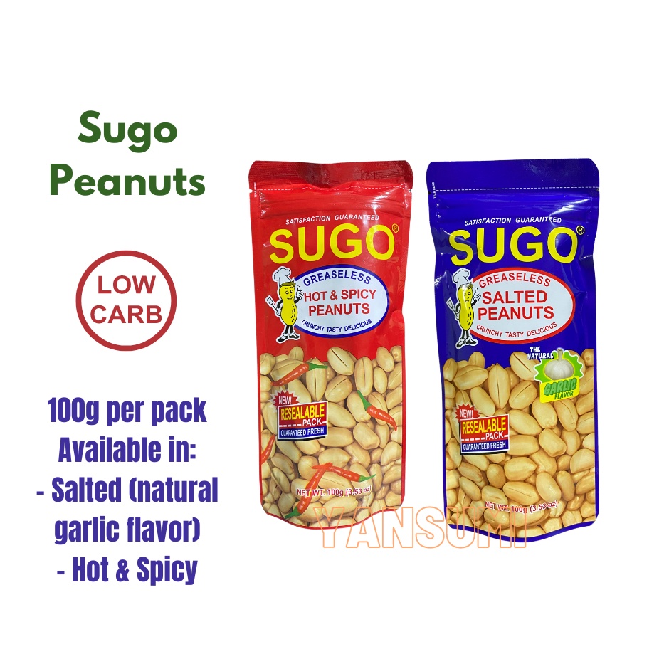 SUGO Greaseless Peanuts (100g pack) Keto and Low Carb Snack Shopee