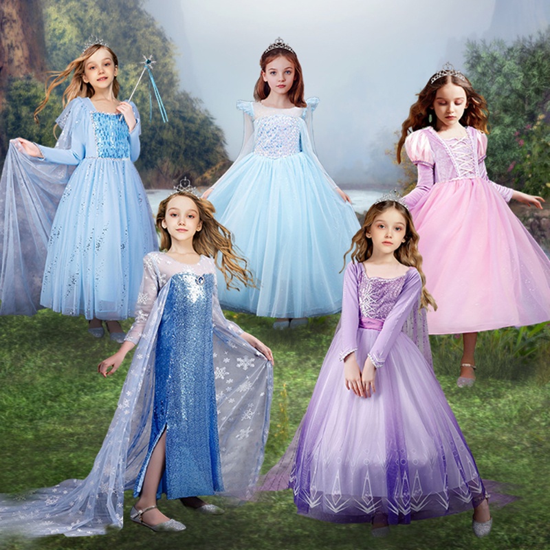 New Year Christmas Girls Elsa Dress Fancy Fairy Toddler Rapunzel