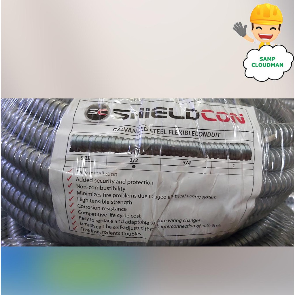 Shieldcon Metal Flexible Conduit Hose 1/2, 3/4 Electrical Galvanized ...
