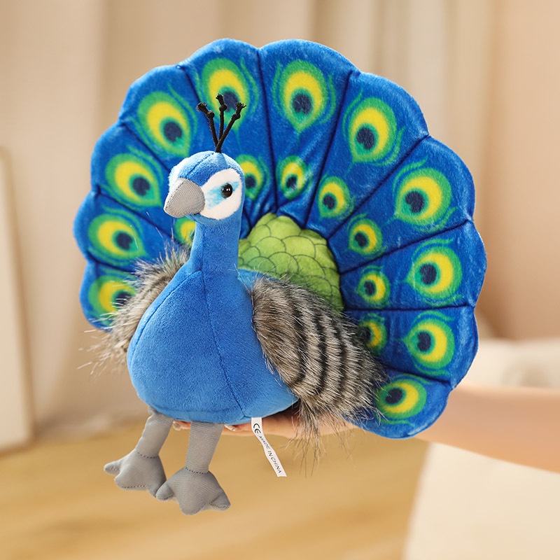Blue peacock green peacock plush toy peacock open screen ornament doll ...