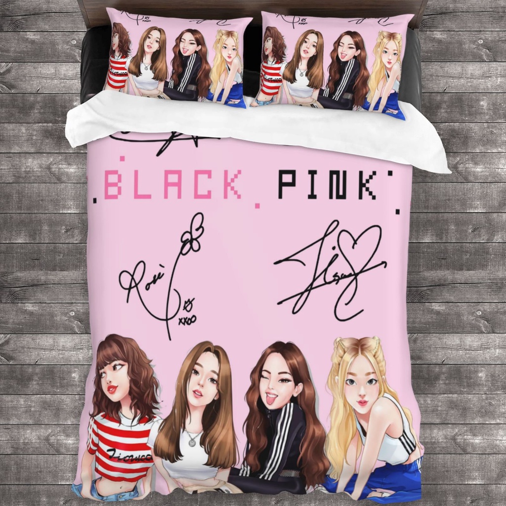 3 in 1 BLACKPINK Art 3-Piece Bed Sheets Set 3D Print Cartoon Quilt Set