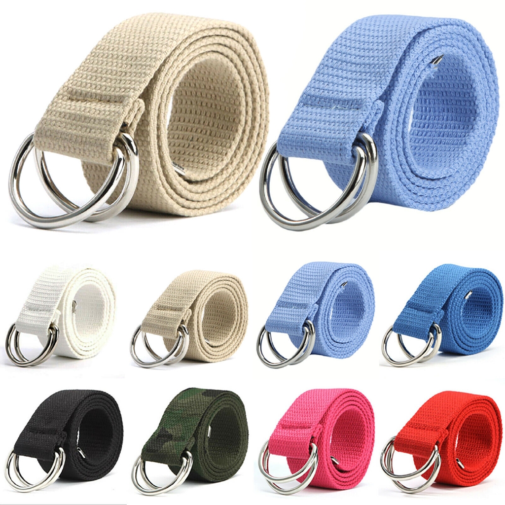 Mens Womens Unisex Canvas Double D Ring Buckle Belts Shopee Philippines