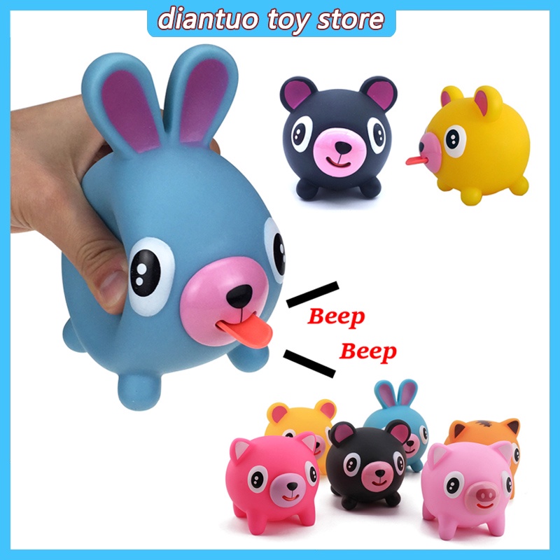 Tongue Voice Animal Squeeze Novelty Toys Rabbit Bunny Pig Tiger Bear ...