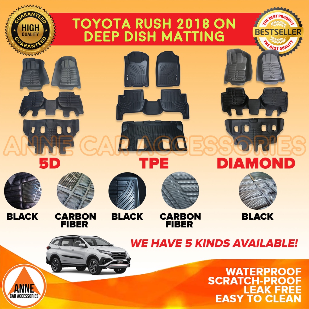 5D / TPE Car Deep Dish Matting for Toyota Rush G E 2018 2023 OEM Deep
