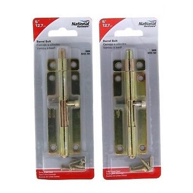 Heavy Duty National Hardware N151-761 Barrel Bolt 5 Inch Brass Finish ...