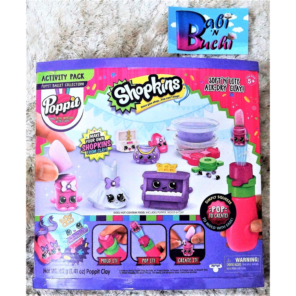 Poppit Activity Pack Shopkins Ballet Includes Tool Air Dry Clay Mold Toy