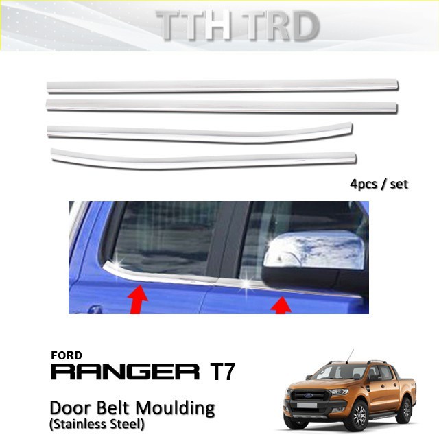 Ford Ranger T7 Door Belt Moulding stainless steel 3D 4 pcs/set DOOR ...
