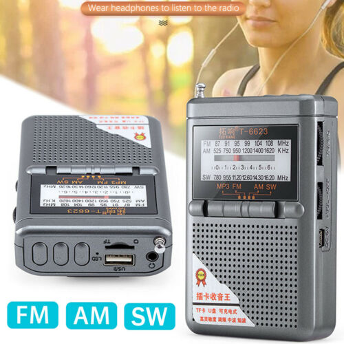 Radio AM FM SW Pocket Radio MP3 Receiver World Band Full Band Radio LCD ...