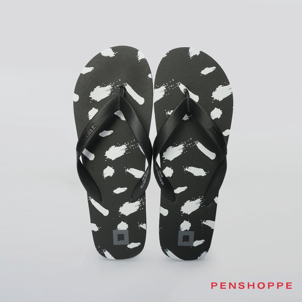 Penshoppe Printed Flip Flops Slippers For Men (Black) | Shopee Philippines