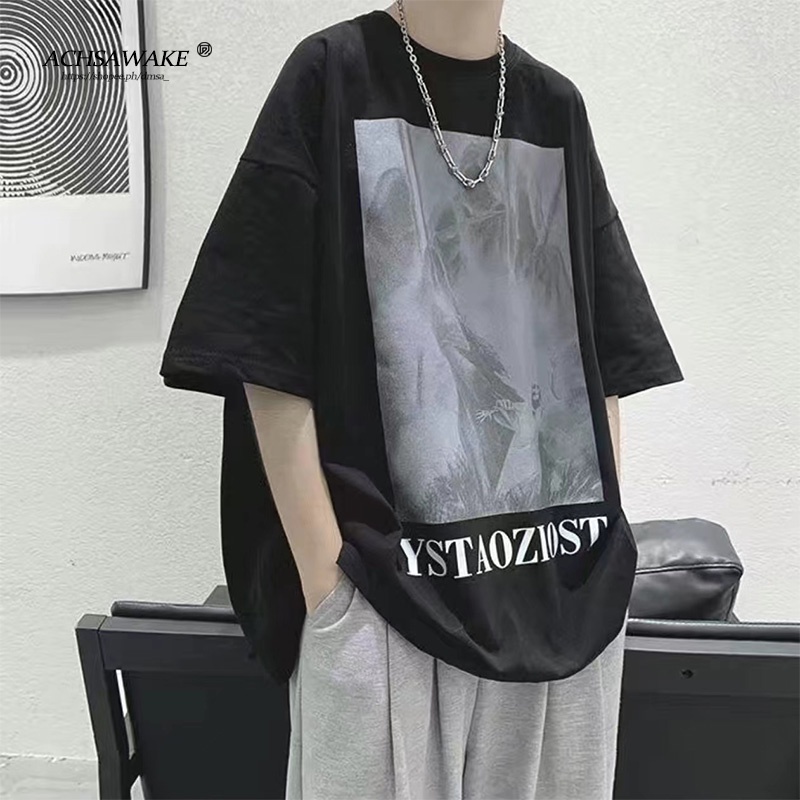 Simple Personality Men's T-shirts Short Sleeves Oversized Shirt for Man ...