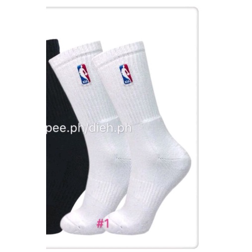 nba plain white /black basketball socks