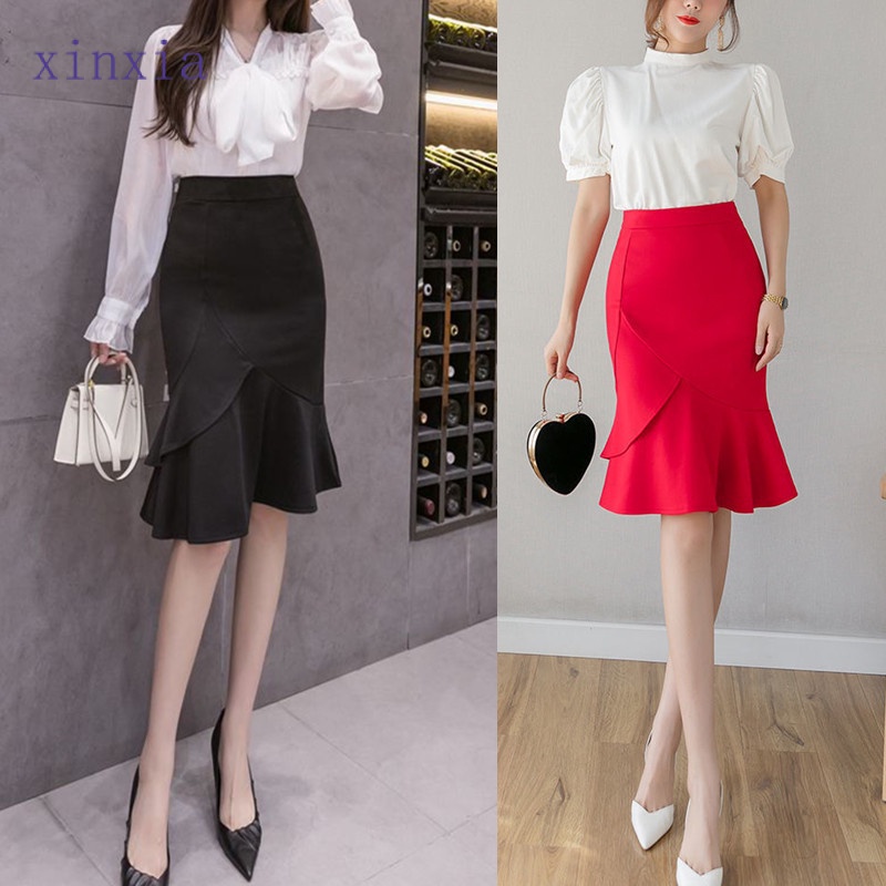 xin New Satin Fishtail Skirt Women Slit Skirt Women Eastic High Waist Skirt Long Palas Casual Skirt