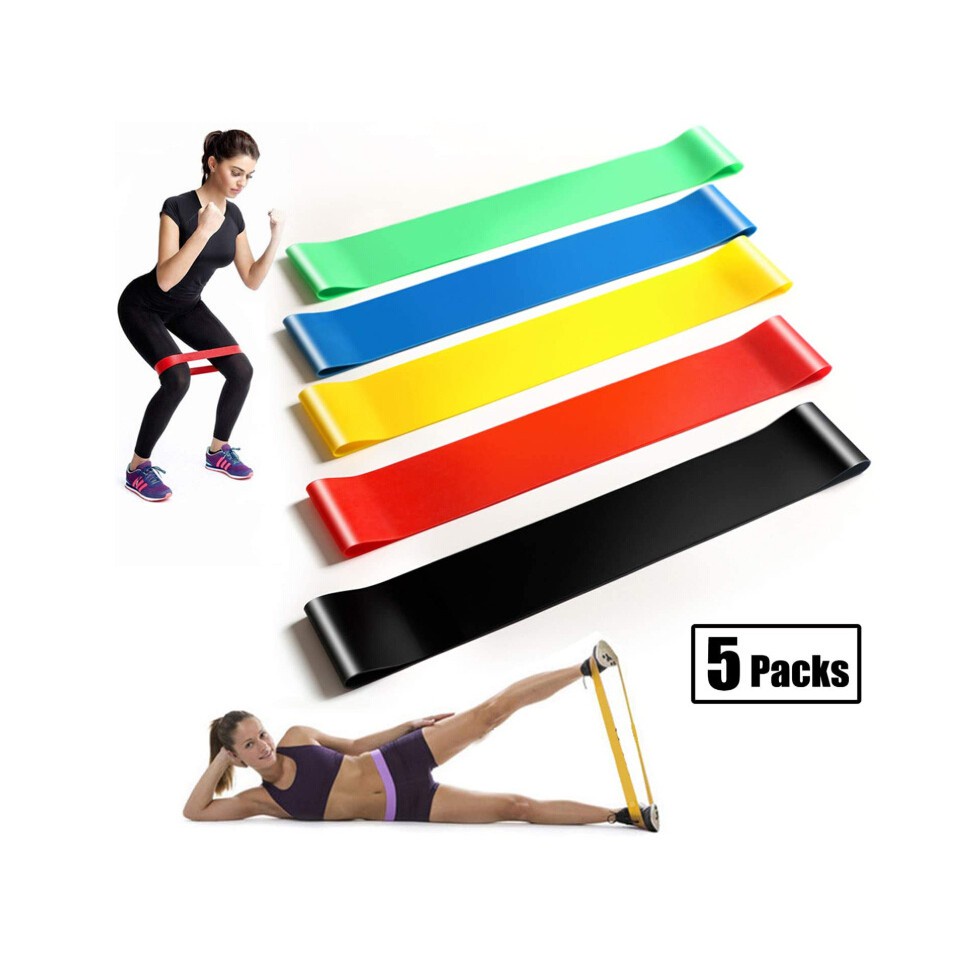 motion™SJW 5 in 1 Resistance Band Set Exercise Loops Latex Elastic Bands for  Gym Strength Training W