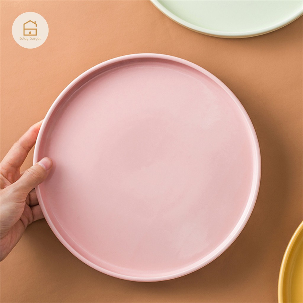 Balay Sosyal Matte Pink Nordic Ceramic Porcelain Plate