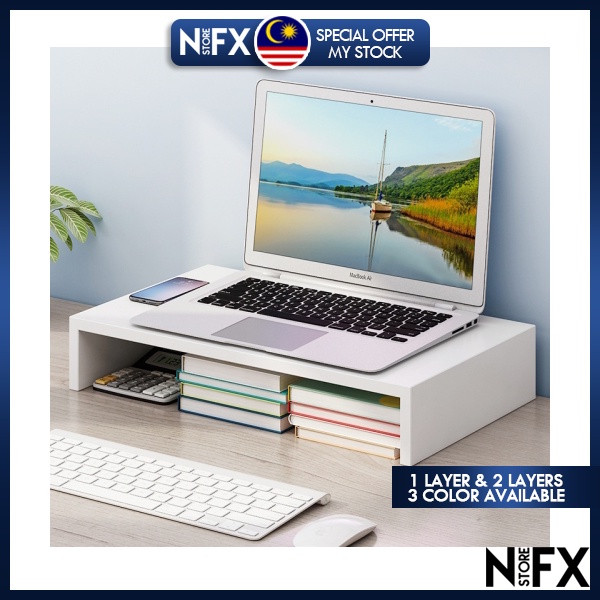 Computer Monitor Stand Raiser Desktop Keyboard Rack Storage Tray ...