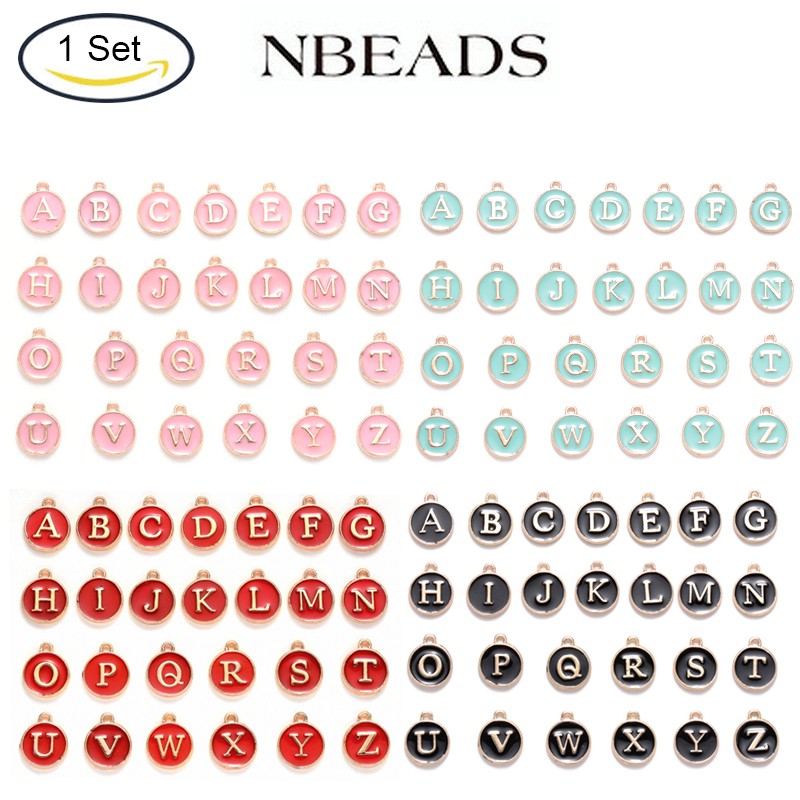 Nbeads 26pcs 14x12mm A-Z Initial Letter Pendant Bracelet Diy Beads Set ...